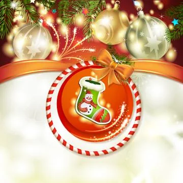 Christmas sock tree with ball Illustrazione stock