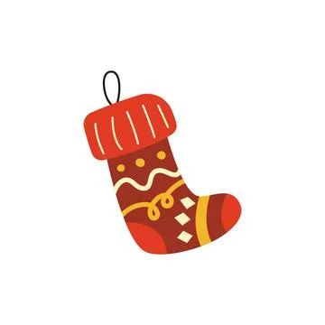 Christmas sock. Vector minimal flat design illustration on white background Stock Illustration