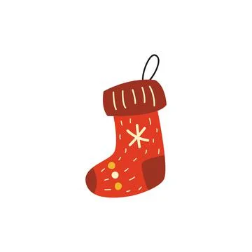Christmas sock. Vector minimal flat design illustration on white background Stock Illustration