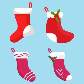 Christmas socks collection Stock Illustration
