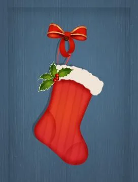 Christmas socks on door Stock Illustration