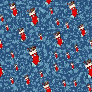 Christmas socks for gifts, seamless pattern Stock Illustration