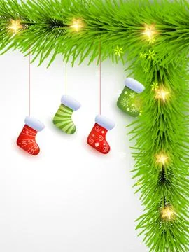 Christmas socks hanging Stock Illustration