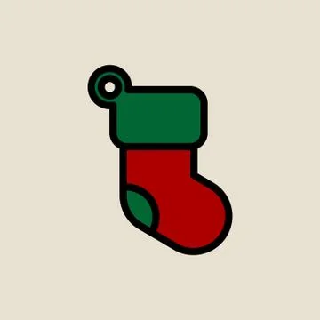 Christmas socks icon simple flat style Christmas symbol Stock Illustration