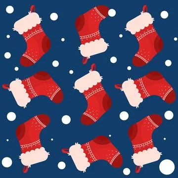 Christmas socks icons Pattern background Vector Illustrazione stock