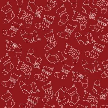 Christmas socks icons Pattern background Vector Stock Illustration