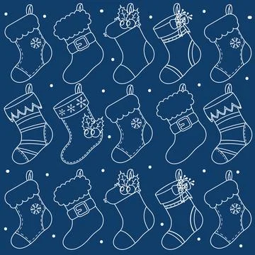 Christmas socks icons Pattern background Vector Stock Illustration