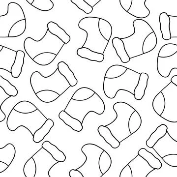 Christmas Socks seamless pattern in outline doodle style Stock Illustration