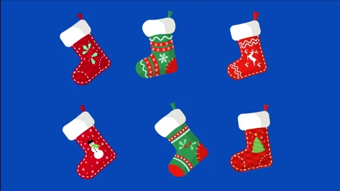 Christmas socks set on blue Stock Footage 254885137