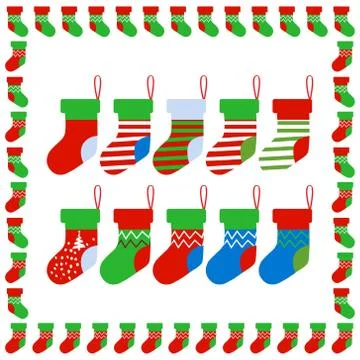 Christmas socks with socks frame Stock-Illustration
