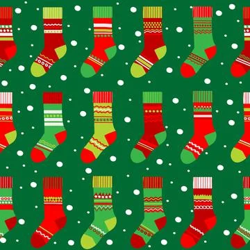 Christmas socks  winter seamless pattern Stock Illustration