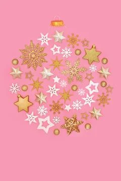 Christmas Sphere Shape Bauble Concept of Snowflakes Stars Stock Photos