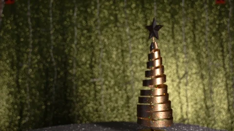 Christmas spiral tree rotates, stops and dances Stock Footage 121230985