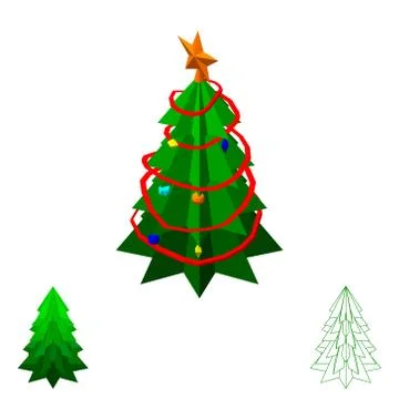 Christmas spruce tree.Isolated on white background.Vector colorful illustrati 스톡 일러스트