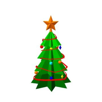 Christmas spruce tree.Isolated on white background.Vector colorful illustrati Stock Illustration
