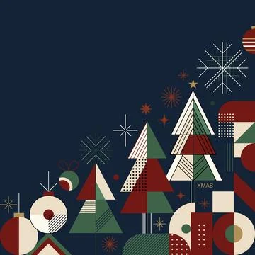 Christmas square background template with minimalist abstract elements geom.. Stock Illustration
