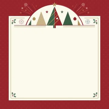 Christmas square frame template with abstract element geometric forms moder.. Ilustración de archivo
