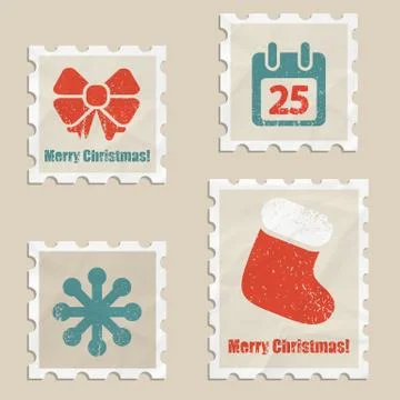 Christmas stamps Stock Illustration