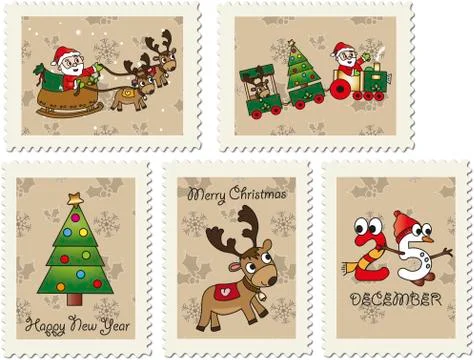 Christmas stamps Stock Illustration