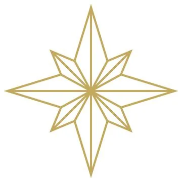 Christmas Star abstract outline vector in Gold. Isolated Background. Stock Illustration