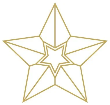 Christmas Star abstract outline vector in Gold. Isolated Background. Stock Illustration