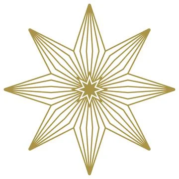 Christmas Star abstract outline vector in Gold. Isolated Background. Stock Illustration