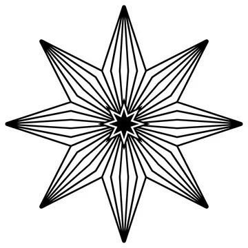 Christmas Star abstract outline vector in Black. Isolated Background. Stock Illustration