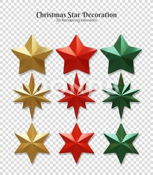 Christmas Star Decoration 3D Rendering Elements PSD Template