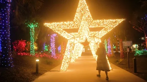 Christmas Star Light - Slow Motion; Handheld Stock Footage 243601065