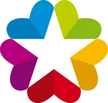Christmas star. Negative space rounded by bright colors. Stock Illustration