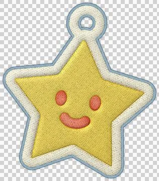 Christmas star patchwork element cute yellow smiling face embroidery charm Stock Illustration