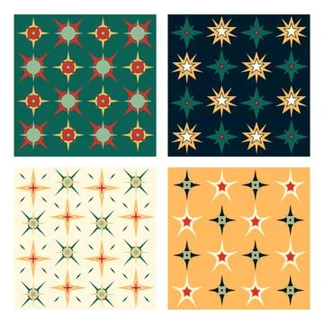 Christmas star pattern. Seamless geometric holiday. Abstract winter texture. Stock Illustration