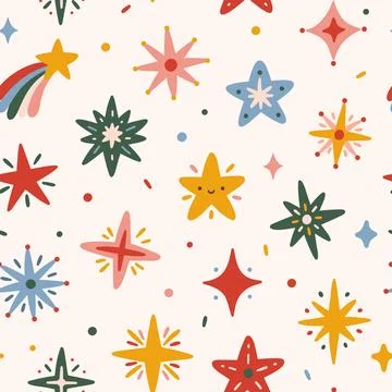 Christmas star seamless pattern design Stock Illustration