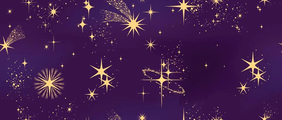 Christmas star seamless pattern, magic fantasy repeat background, celebration Stock Illustration