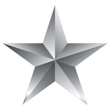 Christmas Star silver - 5 point star - isolated on white Stock Illustration