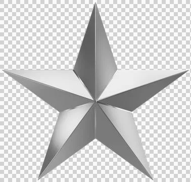 Christmas Star silver - 5 point star - isolated on white - 3d rendering Stock Illustration