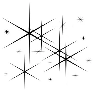 Christmas Star Sparkle abstract vector in Black. Isolated Background. Stock Illustration