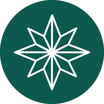 Christmas Star Vector Icon in Dark Green Circle Badge Stock Illustration