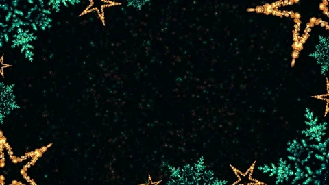 Christmas Stars and Snowflakes Glitter Lights Frame Loop Stock Footage