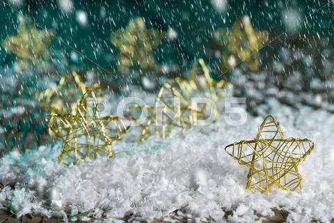 Christmas stars in the snow Stock Photos
