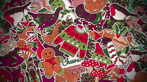 Christmas Sticker Cluster 01 Stock Footage 294060452