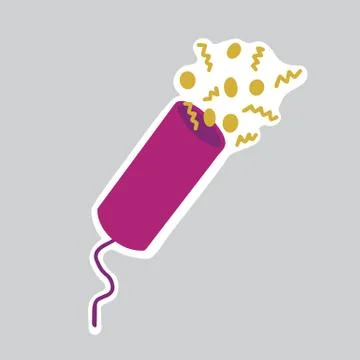 Christmas sticker with exploding confetti or party popper, holiday element 스톡 일러스트