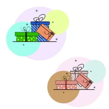 Christmas stickers with gift boxes. Stock Illustration