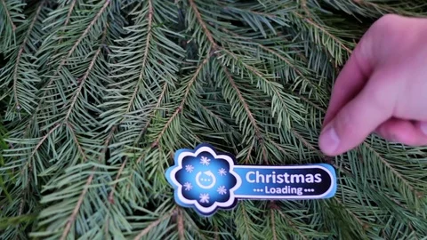 Christmas stickers on needles Stock Footage 70204154