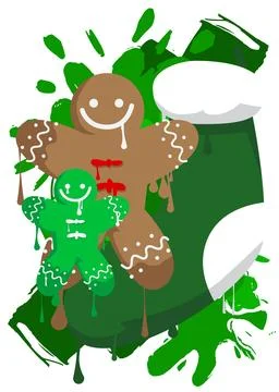 Christmas stocking and Gingerbread Man Cookie graffiti. Abstract modern str.. Stock Illustration