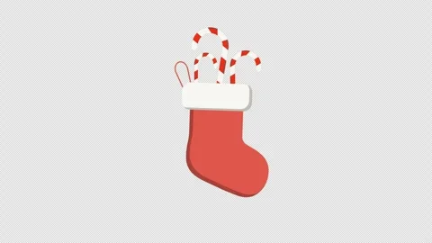 Christmas stocking animation with candy cane Stockbeeldmateriaal 316735434