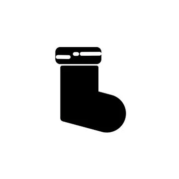 Christmas stocking black icon flat design Stock Illustration