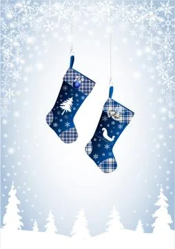 Christmas stocking in blue Stock Illustration