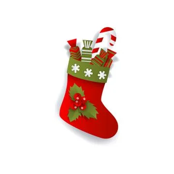 Christmas stocking, boot decoration element Stock Illustration