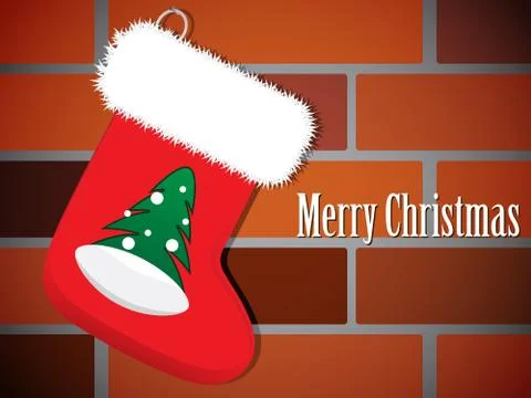 Christmas Stocking on a brick wall Stock Illustration